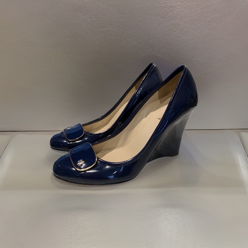 LAUREN RALPH LAUREN wedges size 7 navy - Picture 2 of 8